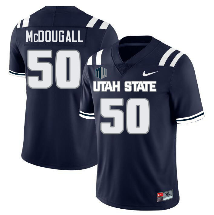 Utah State Aggies #50 Alexander McDougall College Football Jerseys Stitched Sale-Navy